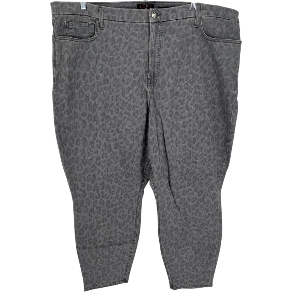 JEN7 Ankle Skinny Jeans Women’s Size 26 Gray Leopard Print EnhanceME Sculpti